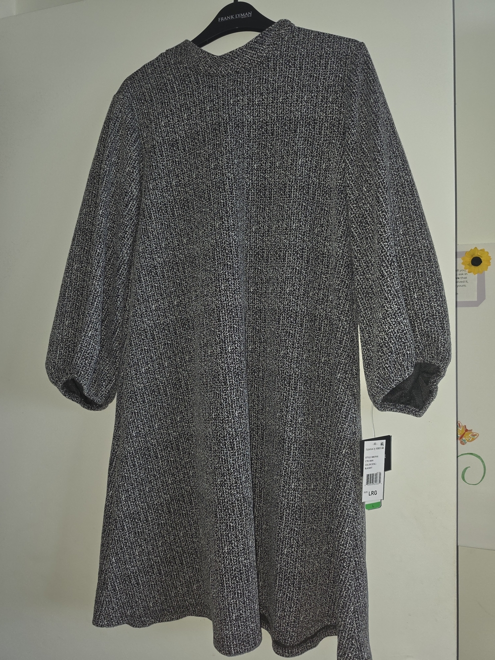 Signature by Robbie Bee Black and White Mock Neck Back Bow Shift Dress